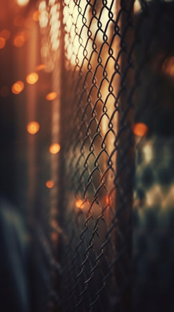 Generative AI : Thorn fence with bokeh backgroundの素材