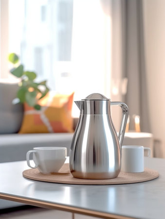 Generative AI : Coffee cup and stainless drip potの素材