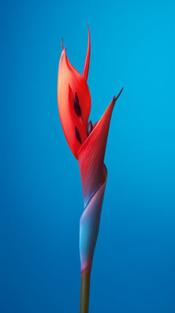 Generative AI : Heliconia red flower close upの素材
