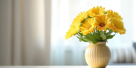 Generative AI : Passion fruit in glass cup and a vase of Yellow gerberaの素材