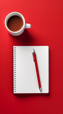 Generative AI : Red tea and notebookの素材