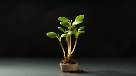 Generative AI : Young green plant growingの素材