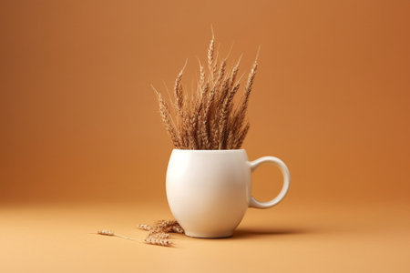 Generative AI : white cup with dry grass in a white vaseの素材