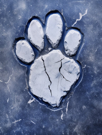 Generative AI : dog footprint on concrete backgroundの素材