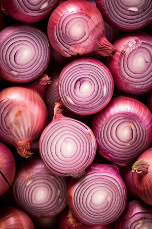 Generative AI : sliced red onion abstract background food backgroundの素材