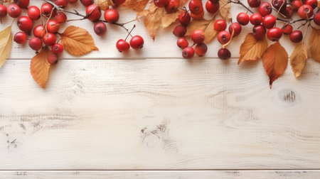 Generative AI : Fresh Acerola Cherry on wooden background top view imageの素材