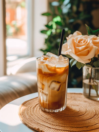 Generative AI : cold brew coffee iced latteの素材