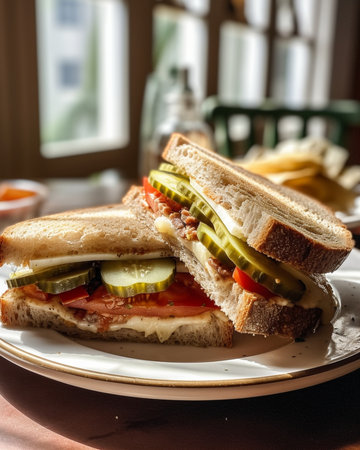 Generative AI : homemade fresh bread sliced potato dill sanwich breadの素材