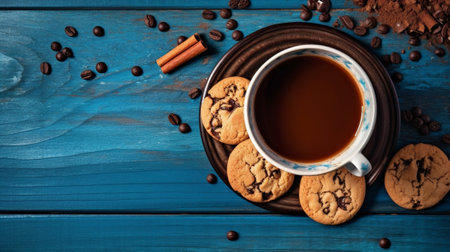 Generative AI : Chocolate cookies on wooden table Chocolate chip cookies shot on coffee colored clothの素材