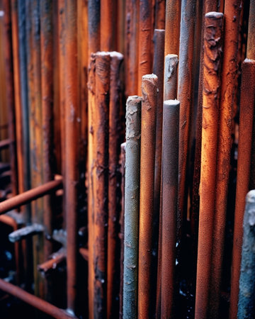 Generative AI : metal rusty reinforcement barsの素材