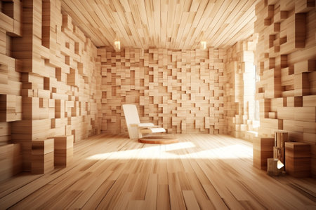 Generative AI : wooden interior roomの素材
