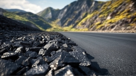 Generative AI : Nature landscape asphalt roadの素材