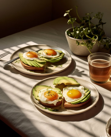 Generative AI : BreakfastBrunch Baked eggs in avocadoの素材