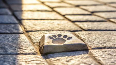 Generative AI : dog footprint on concrete backgroundの素材