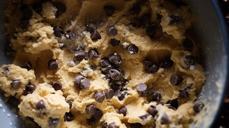 Generative AI : double chocolate chips cookies dough prepare for bakeの素材