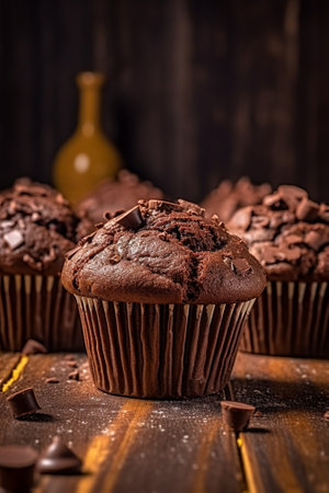 Generative AI : homemade skinny double chocolate banana muffinsの素材