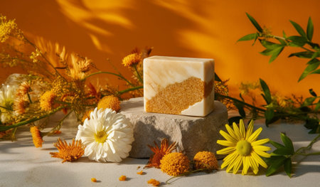 Generative AI : handmade soap with turmeric soapの素材