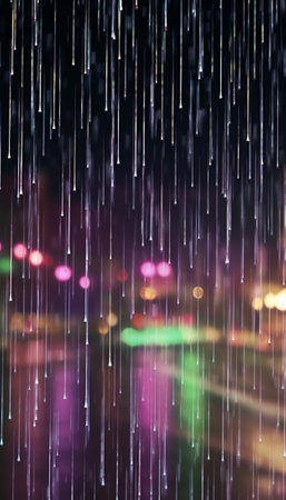 Generative AI : Abstract background of coloured lights on street with movementの素材