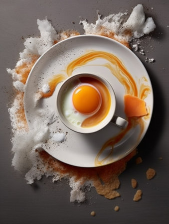 Generative AI : Piece of orange poppy seed serve in white plate with a cup of coffeeの素材