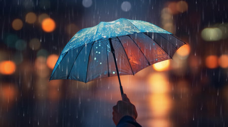 Generative AI : defocused bokeh lights filtered umbrella bokeh blurred backgroundの素材