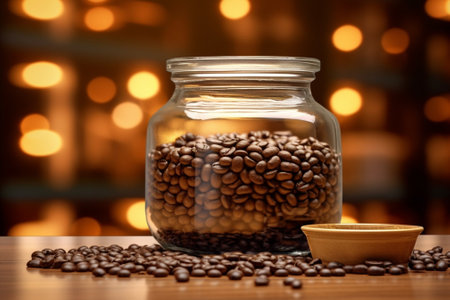 Generative AI : coffee beans in a glass jarの素材