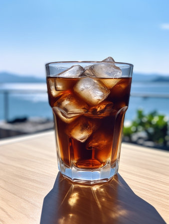 Generative AI : a glass of cold brew coffee with iceの素材