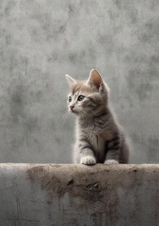 Generative AI : cat laying down on cement backgroundの素材