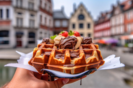 Generative AI : chocolate chip belgian wafflesの素材