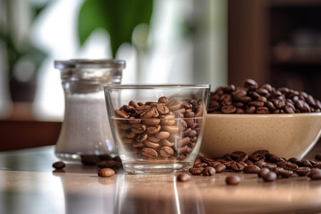 Generative AI : coffee beans in a glass jarの素材