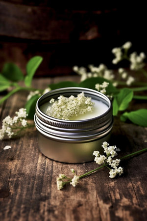Generative AI : homemade natural lip balm in tin pots natural beauty DIY projectsの素材