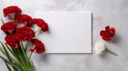 Generative AI : garlic clove with white rectangle paper on marble backgroundの素材