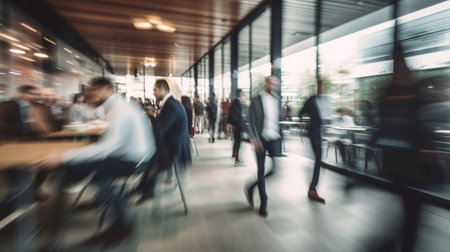 Generative AI : people in coffee shop blur backgroundの素材