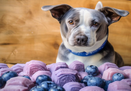 Generative AI : handmade natural indigo soap on indigo fabric backgroundの素材