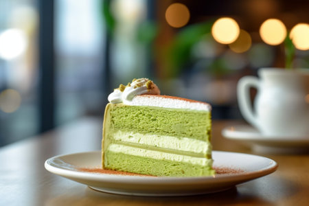 Generative AI : Green tea cake with iced coffeeの素材