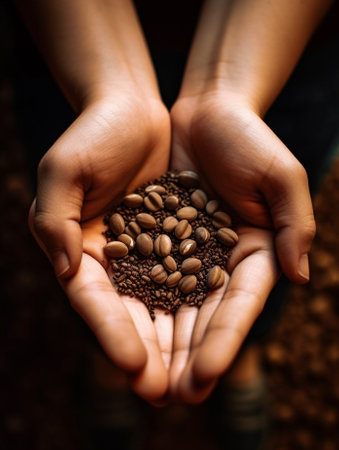 Generative AI : seeds in handの素材