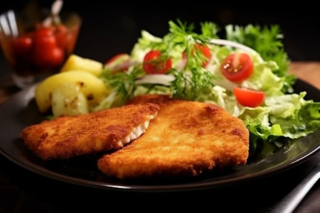 Generative AI : Fried fish and saladの素材