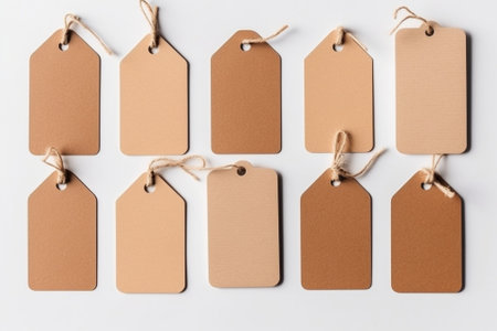 Generative AI : brown paper tags on white backgroundの素材
