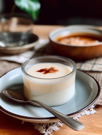 Generative AI : homemade coffee coconut milk jelly Thai traditional desertの素材