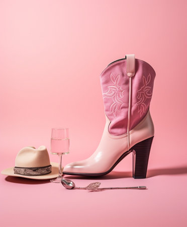 Generative AI : fashion pink boots isolated on white color backgroundの素材