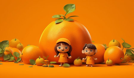 Generative AI : group of orange scene on white backgroundの素材