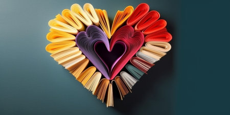 Generative AI : heart from book pageの素材