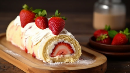 Generative AI : vanilla fresh cream roll cakeの素材