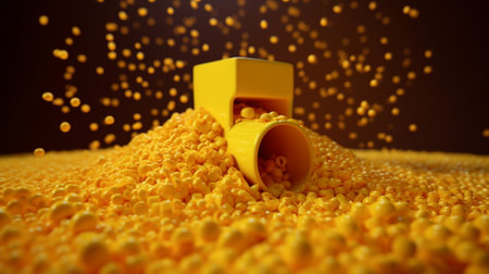 Generative AI : yellow natural pellets beeswax backgroundの素材