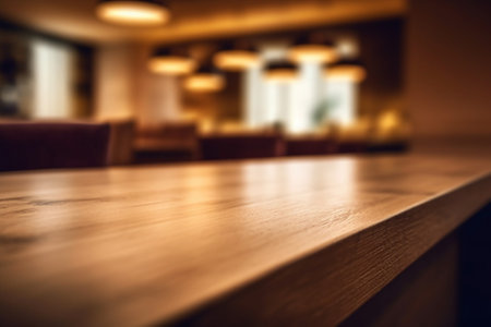 Generative AI : Abstract Blur counter bar in restaurant interior background vintage filterの素材