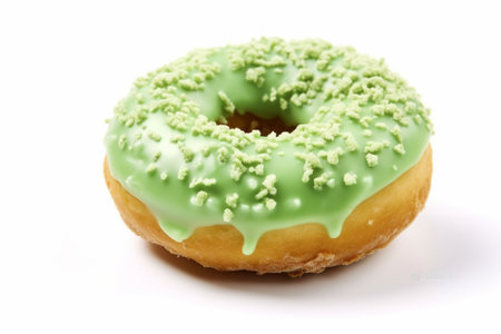 Generative AI : matcha green tea donut isolated on white backgroundの素材