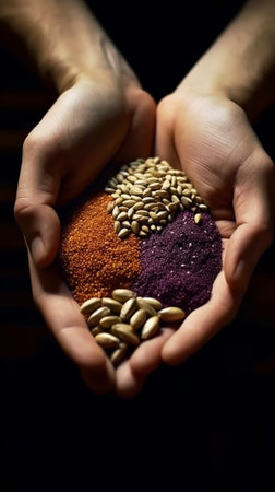 Generative AI : seeds in handの素材