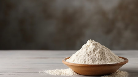 Generative AI : wheat flour in sifter on wooden tableの素材