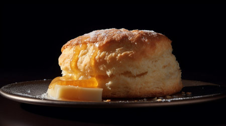 Generative AI : orange scone on white plateの素材