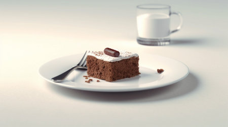 Generative AI : piece of chocolate cake in white plateの素材