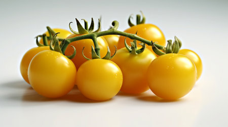 Generative AI : yellow cherry tomato on white backgroundの素材